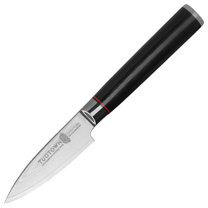 Кухонный нож овощной TG, сталь VG-10/обкладка DAMASCUS, рукоять G10