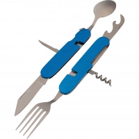 Многофункциональный походный нож (ложка,вилка,нож) 6-в-1, синий купить в Иванове