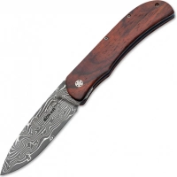 Нож складной Boker Plus Exskelibur I Damascus Cocobolo, дамасская сталь Plain, рукоять дерево, 01BO222DAM купить в Иванове