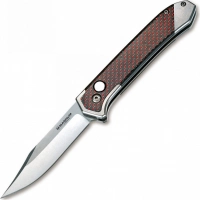 Полуавтоматический складной нож Magnum Rubico Auto — Boker 01SC054, сталь 440A Stonewash, рукоять карбон/нержавеющая сталь, чёрно-красный купить в Иванове