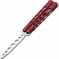 Тренировочный нож-бабочка (балисонг) Balisong Trainer, Boker Plus 01BO712, клинок из нержавеющей стали Zero-ground Plain (без заточки), рукоять стеклотекстолит G10, красный купить в Иванове