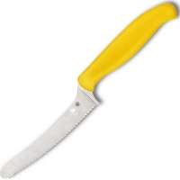 Универсальный кухонный нож Spyderco Z-Cut Serrated Offset Kitchen, сталь CTS™ — BD1 Alloy, рукоять желтый полипропилен купить в Иванове